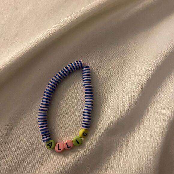 Handmade Customized Heishi Polymer name Bead Pearl Stretchy Bracelet - Picture 5 of 8